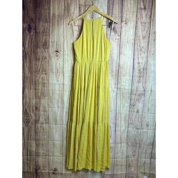 LuLus Golden Yellow Embroidered Maxi Dress Size M - Picture 4 of 9